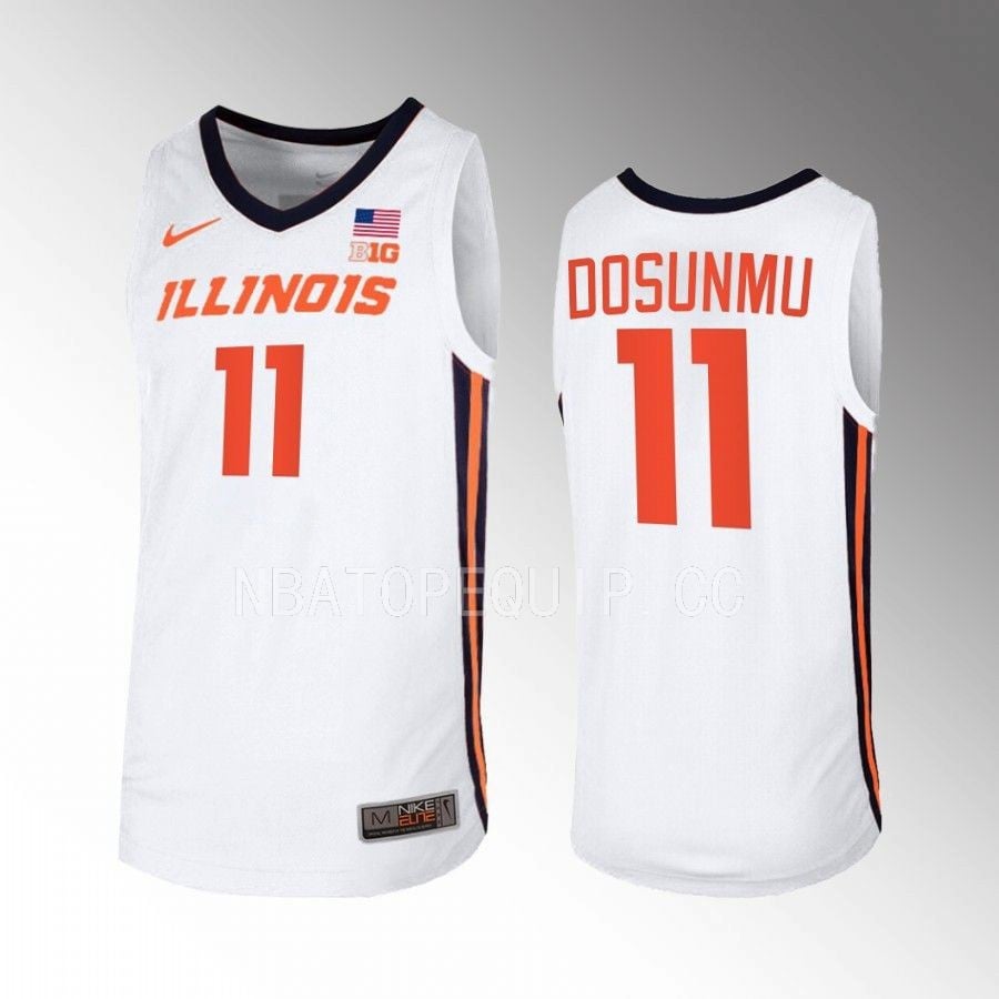Ayo Dosunmu 11 Illinois Fighting Illin White Home NCAA Jersey Men's