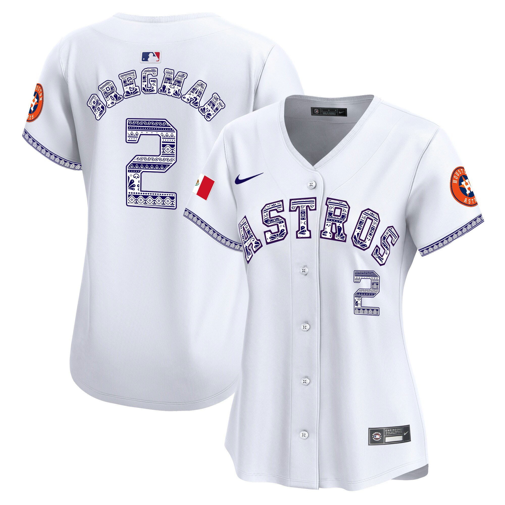 Alex Bregman 2 Houston Astros Mexico White MLB Jersey Women's