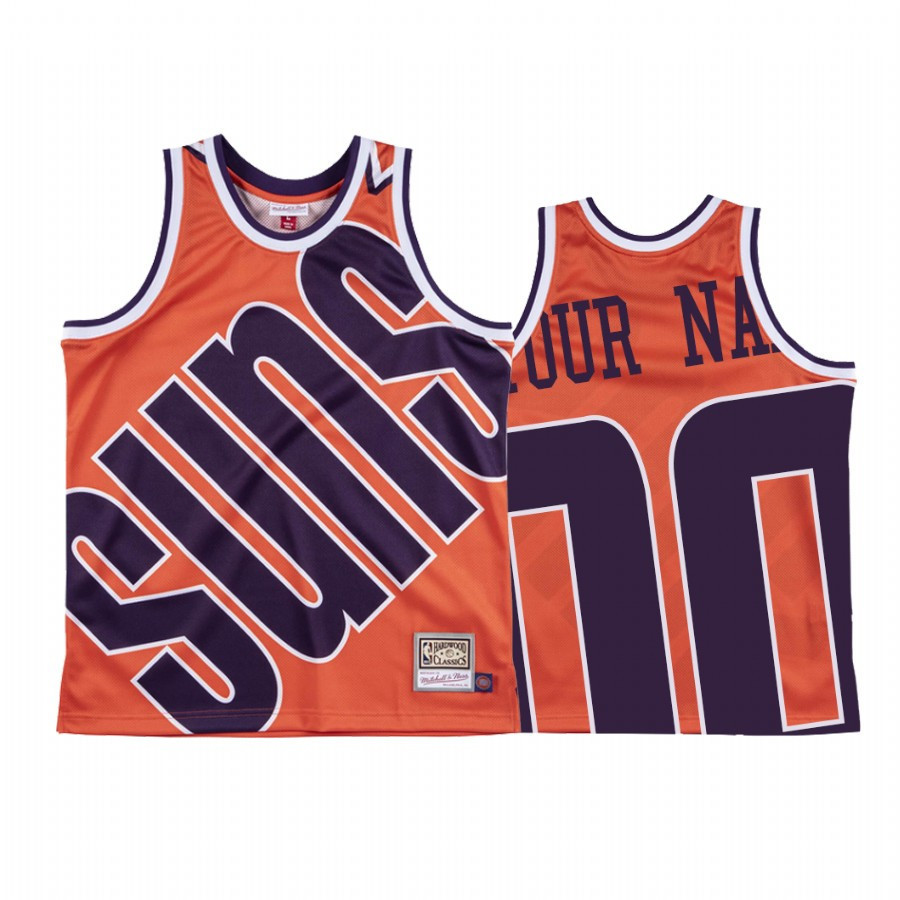 Custom 00 Phoenix Suns Hardwood Classics Orange Big Face NBA Jersey Men's