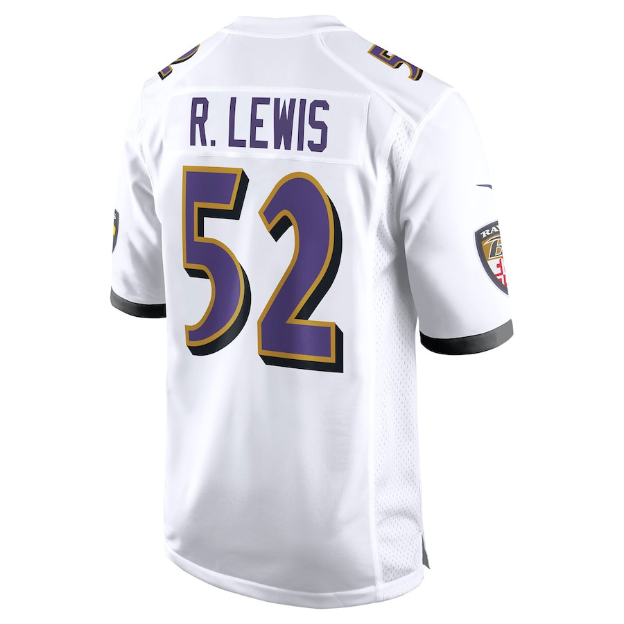 Ray Lewis 52 Baltimore Ravens Retired Game White NFL Jersey Men's