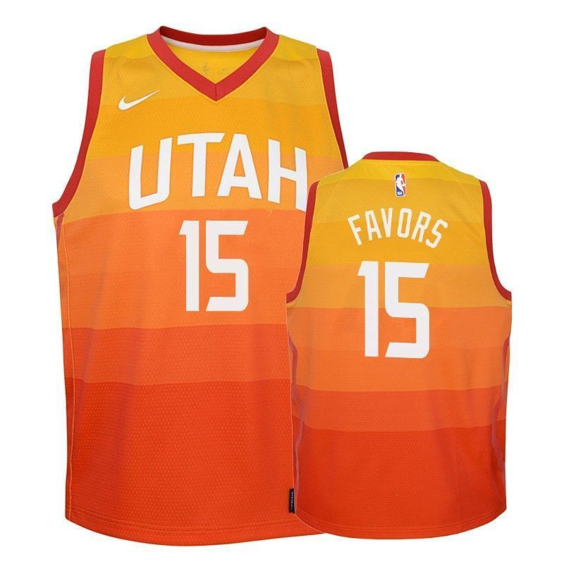 Utah Jazz Derrick Favors 15 City Red NBA Jersey Youth
