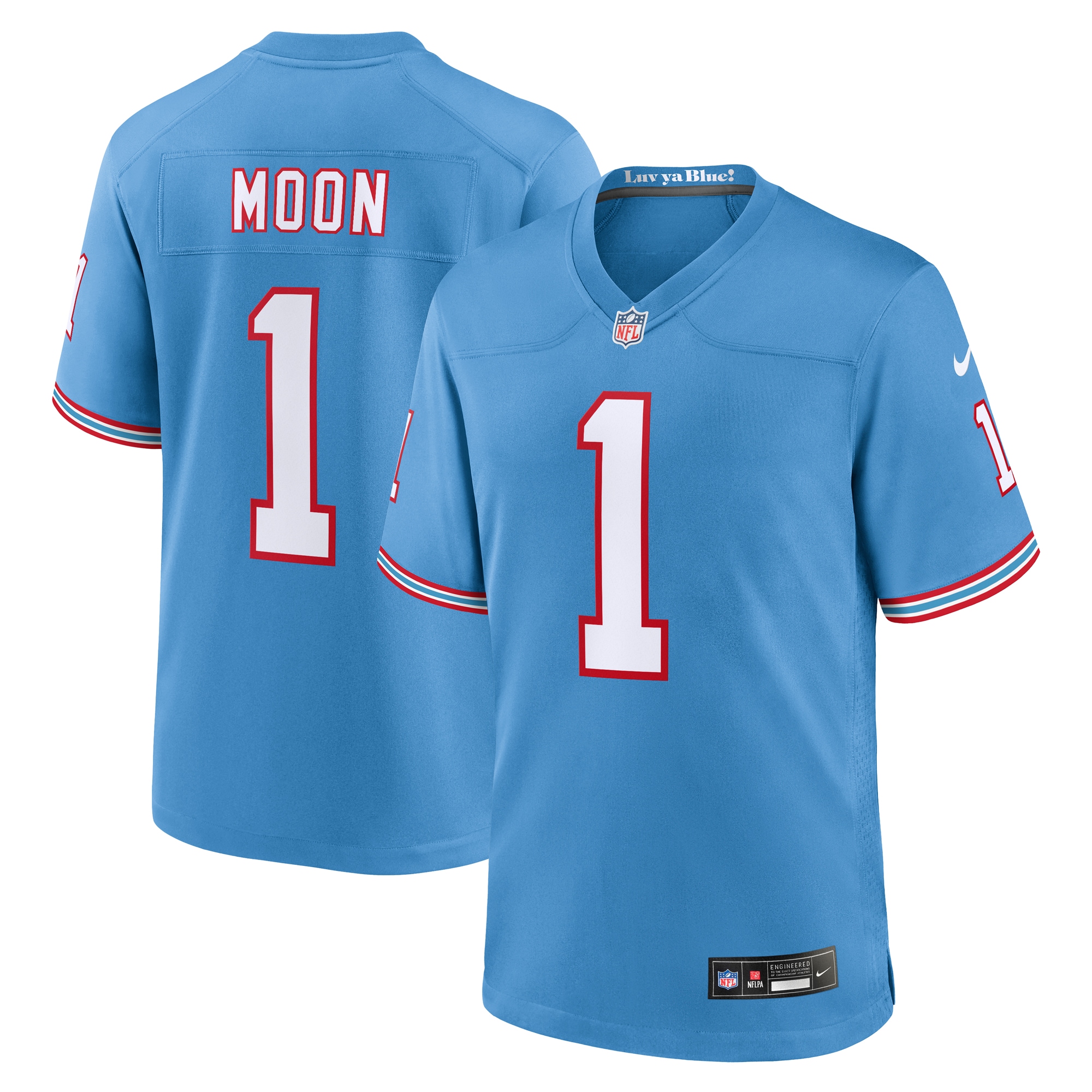 Tennessee Titans Warren Moon Light Blue Oilers Throwback Retired Player Game NFL Jersey Men's