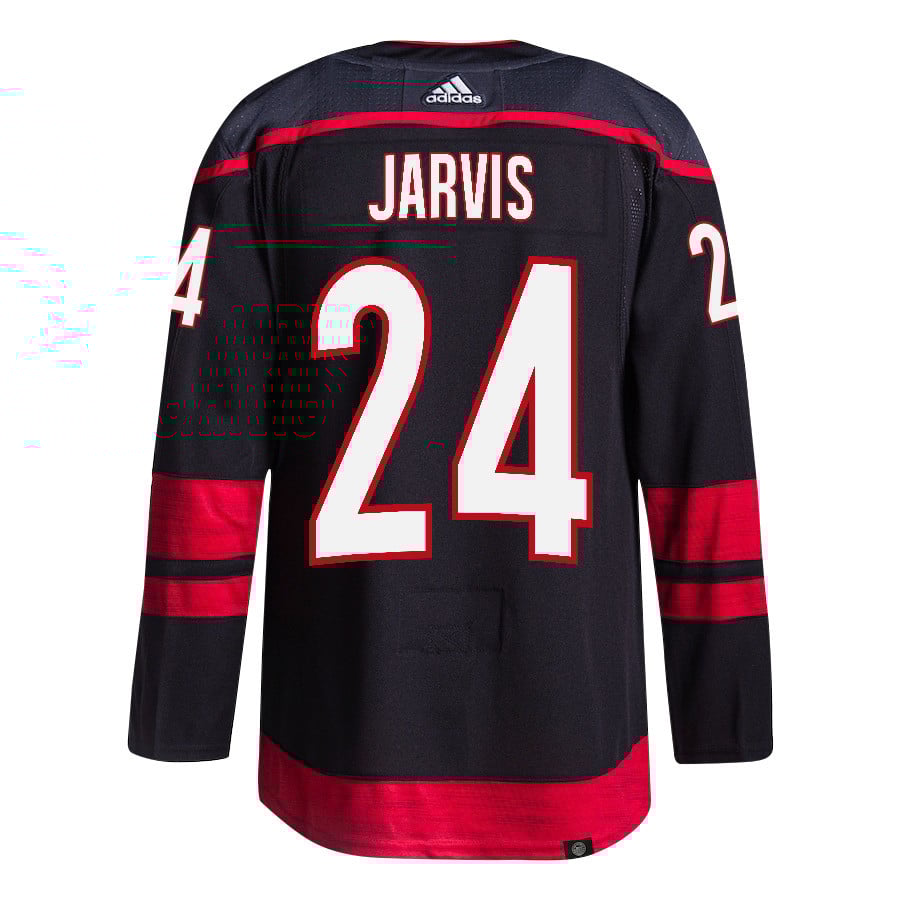 Seth Jarvis 24 Carolina Hurricanes 2024 Playoffs Patch Home Black NHL Jersey Men's