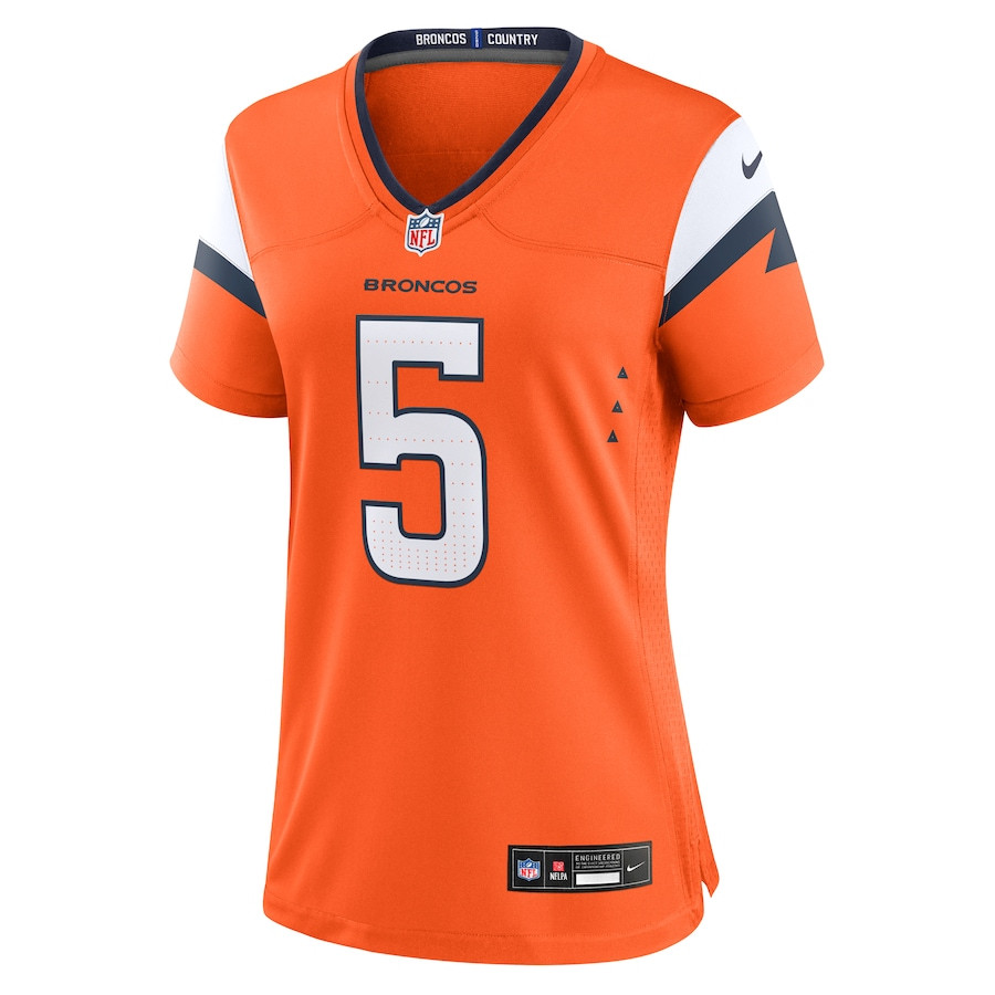 Baron Browning 5 Denver Broncos Team Game Orange NFL Jersey Women's