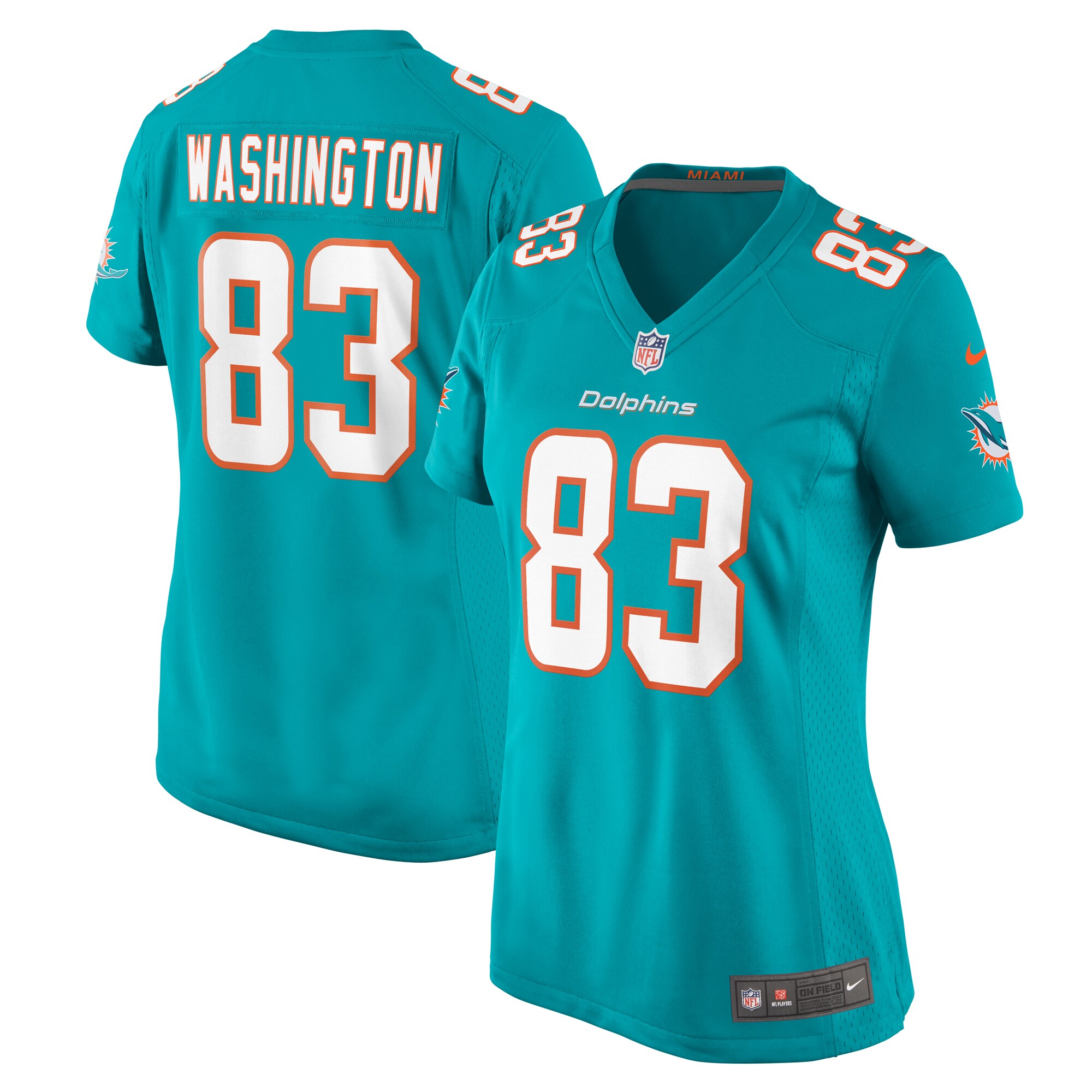Miami Dolphins Malik Washington Aqua Game NFL Jersey Women's