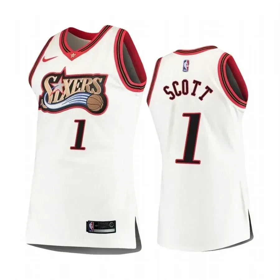 Philadelphia 76ers 1 Mike Scot White Hardwood Classics NBA Jersey Men's