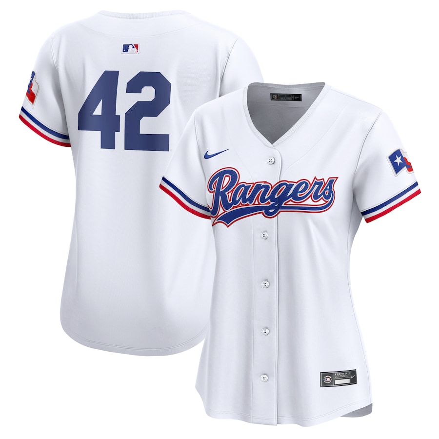 Texas Rangers Women's 2024 Jackie Robinson Day Home Limited Jersey White