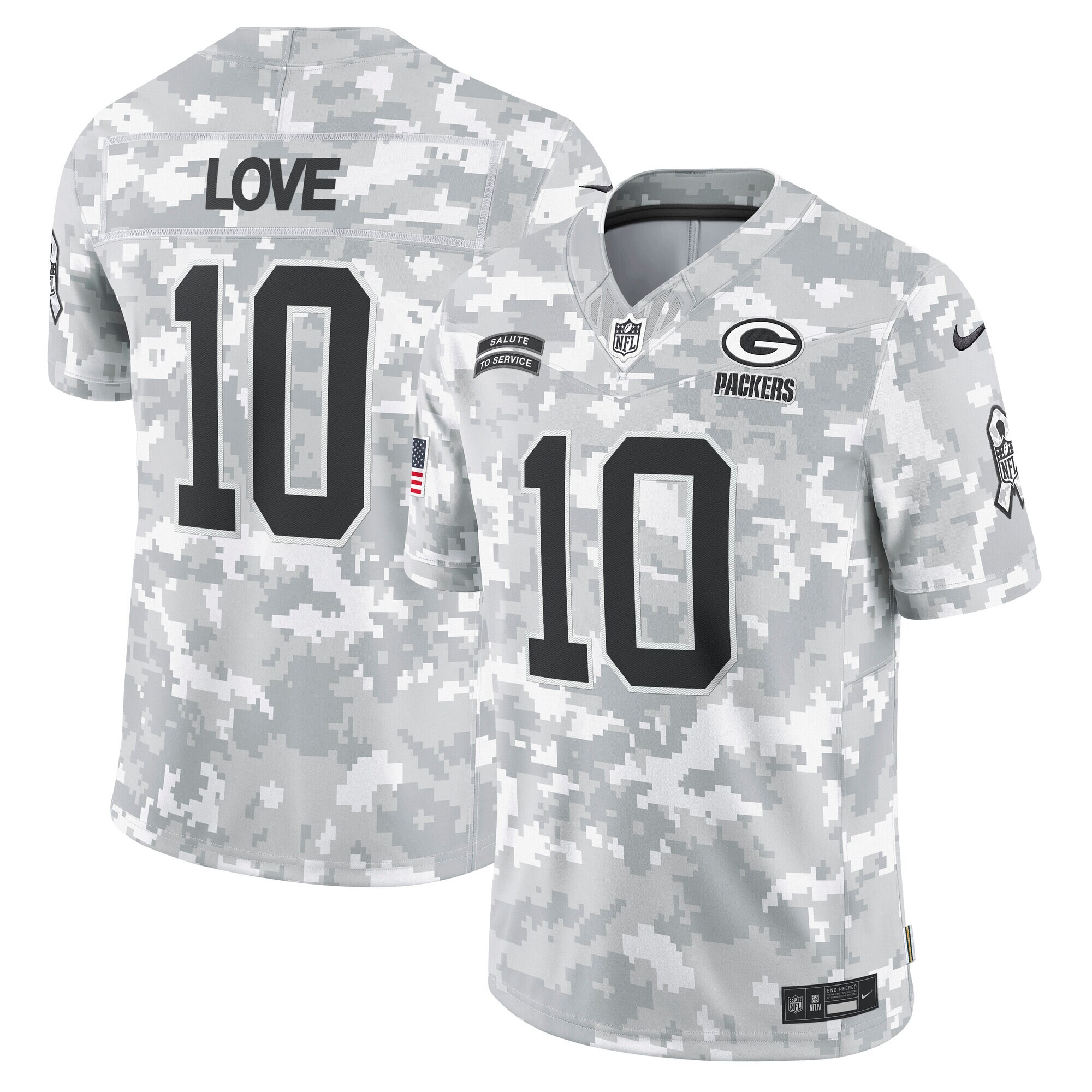 Green Bay Packers Love Arctic Camo 2024 Salute to Service Limited NFL Jersey Men's