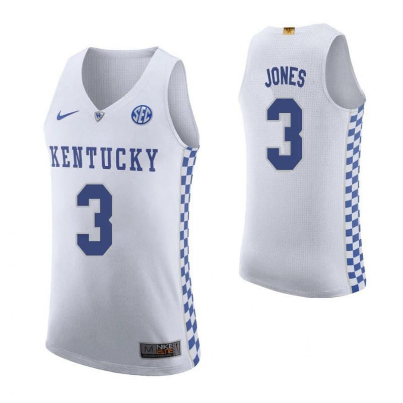3 Terrence Jones Roa White Elite Kentucky Wildcats NCAA Jersey Men's