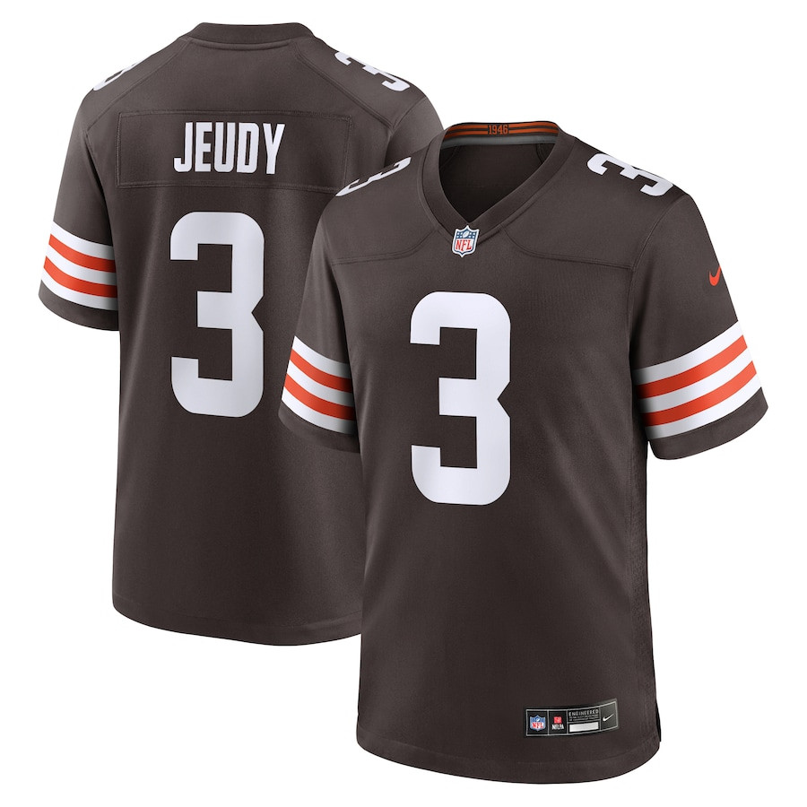 Jerry Jeudy 3 Cleveland Browns Game Brown NFL Jersey Men's