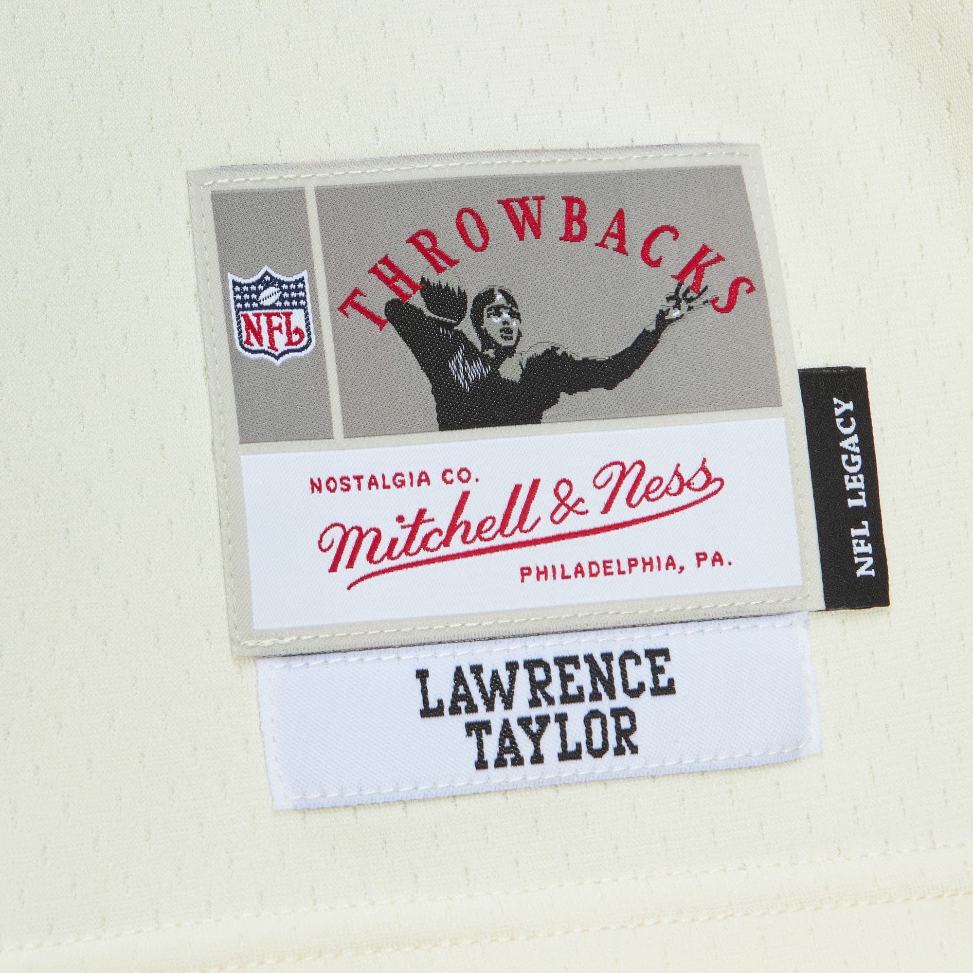 New York Giants Lawrence Taylor Mitchell Ness Cream Chainstitch Legacy NFL Jersey Men's