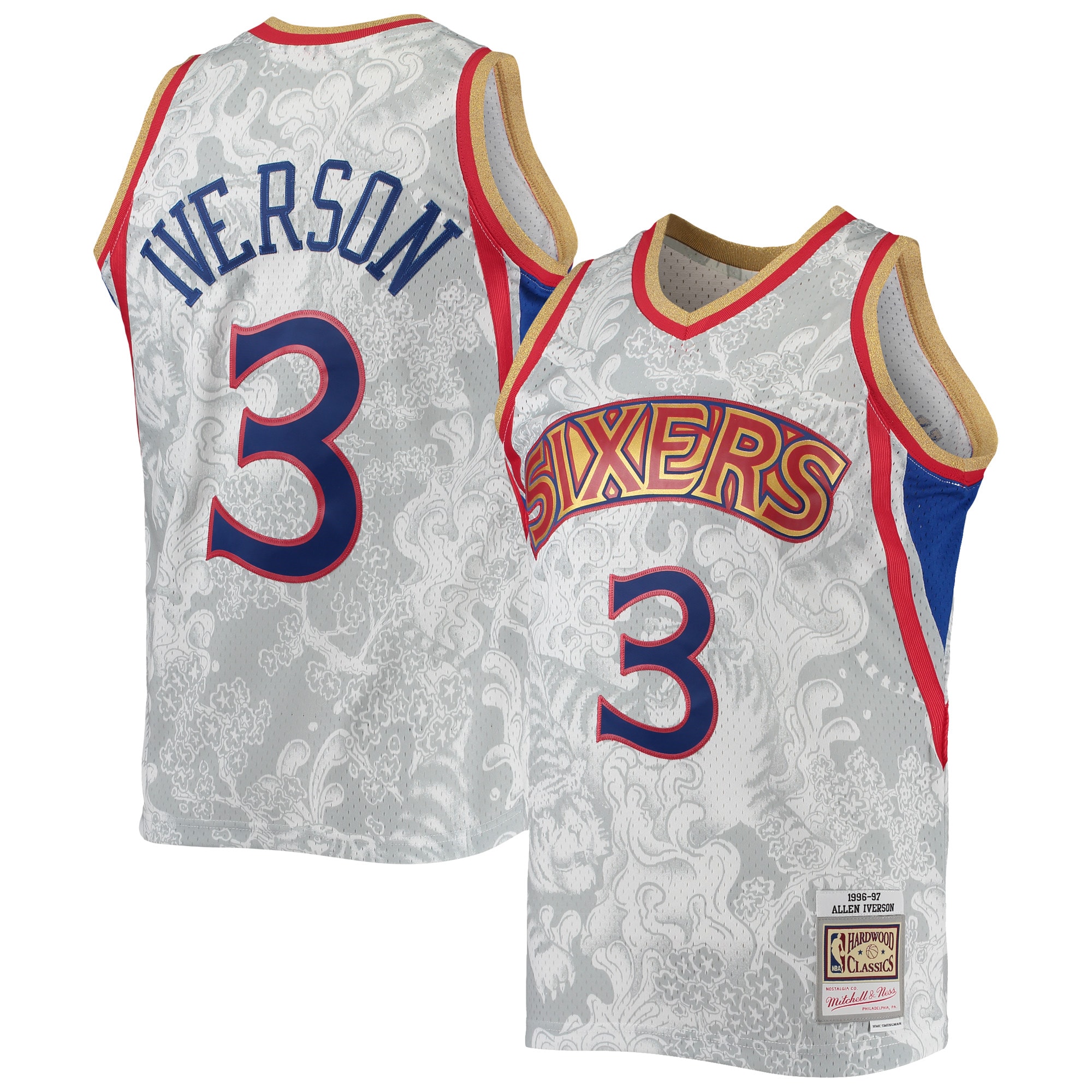 Mitchell Ness Allen Iverso White Philadelphia 76ers Hardwood Classics 1996/97 Lunar New Year Swingman NBA Jersey Men's