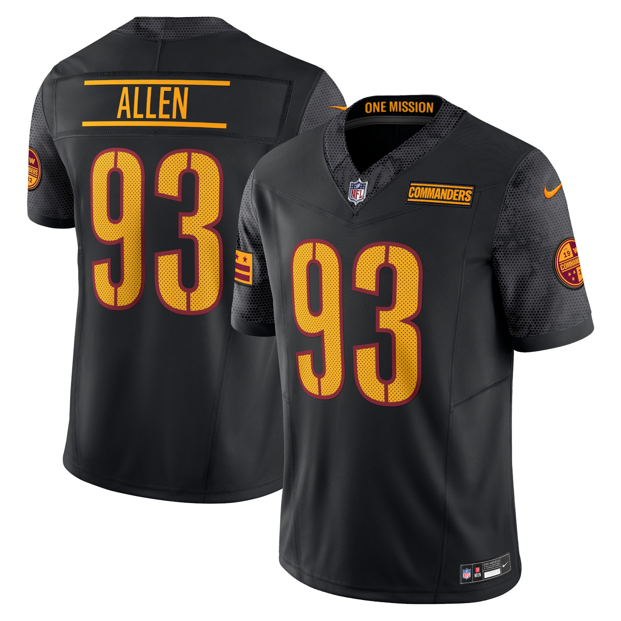 Washington Commanders Jonathan Allen Black Alternate Vapor F.U.S.E. Limited NFL Jersey Men's