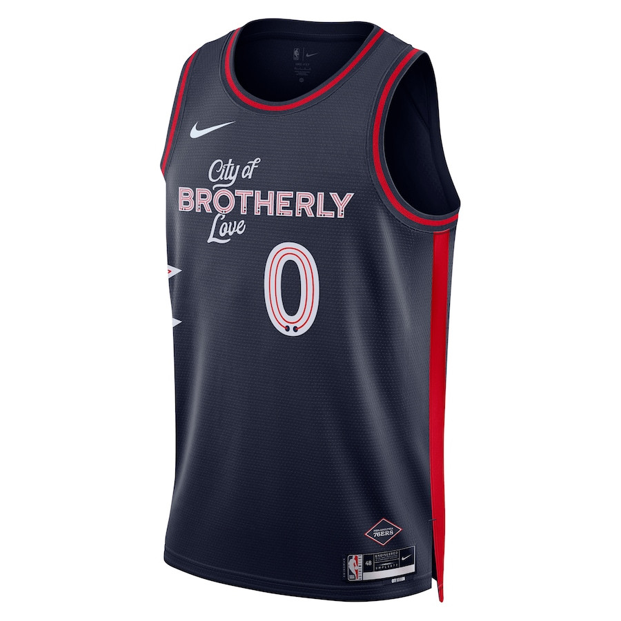 Tyrese Maxey 0 Philadelphia 76ers 2023/24 City Edition Swingman Navy NBA Jersey Men's