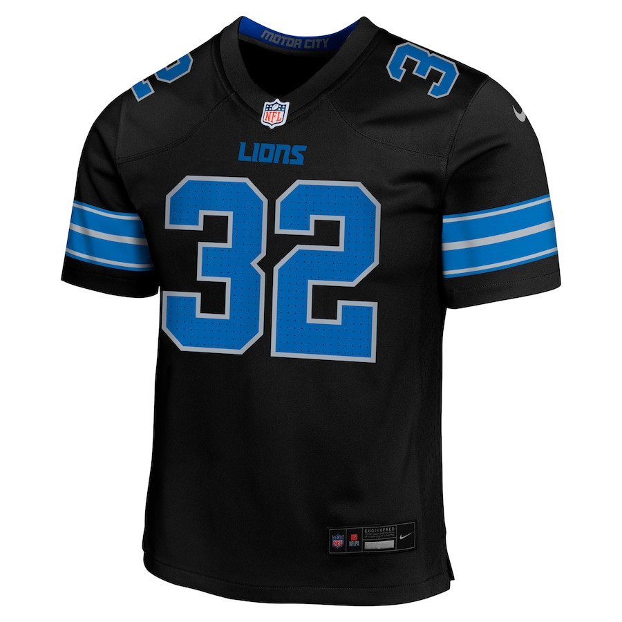Brian Branch 32 Detroit Lions Alternate Player Game Black NFL Jersey Youth