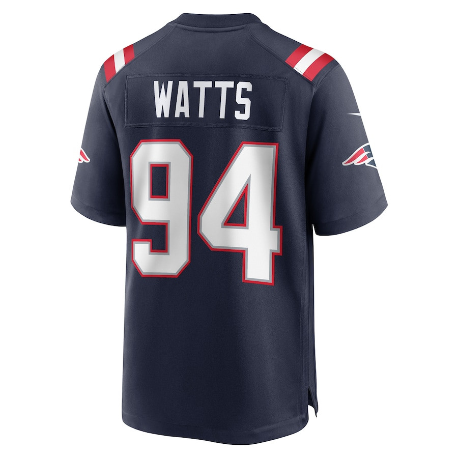 Armon Watts 94 New England Patriots Team Game Navy NFL Jersey Men's