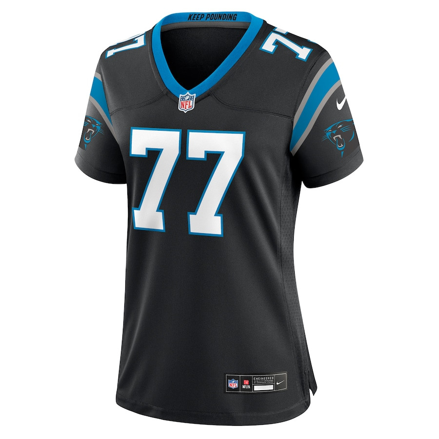 Yosh Nijman 77 Carolina Panthers Game Black NFL Jersey Women's