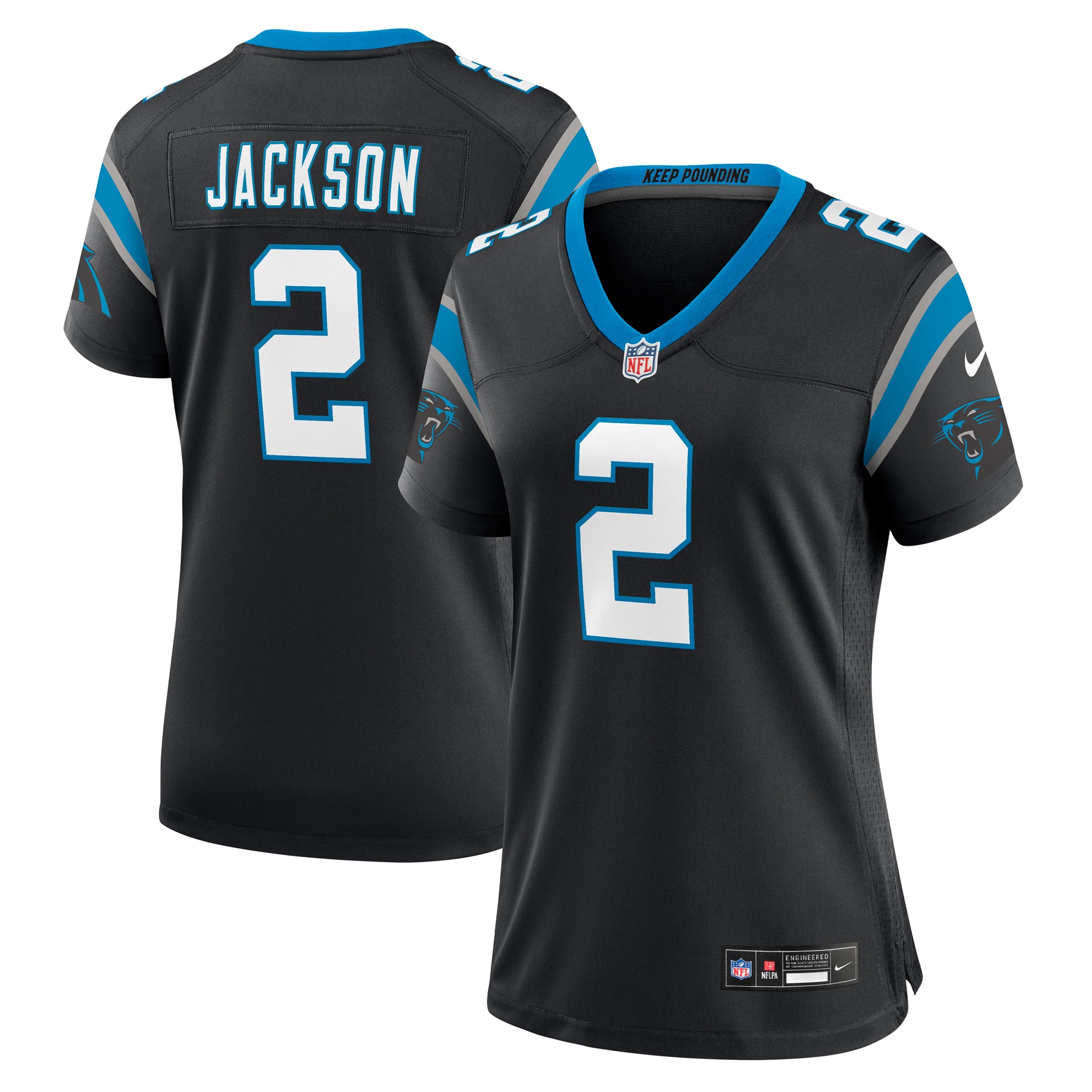 Carolina Panthers Mike Jackson Black Game NFL Jersey Women's