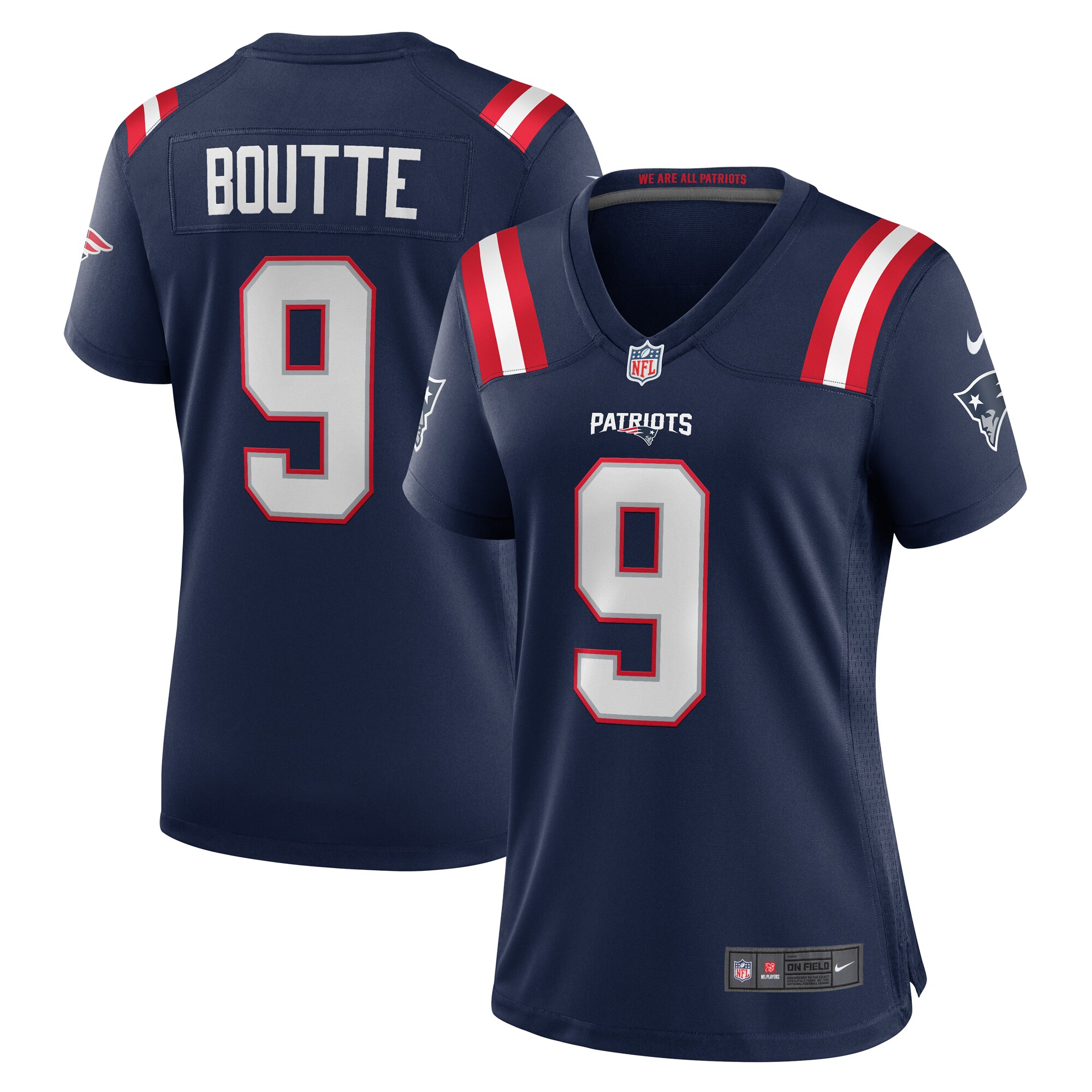 New England Patriots Kayshon Boutte Navy Game NFL Jersey Women's