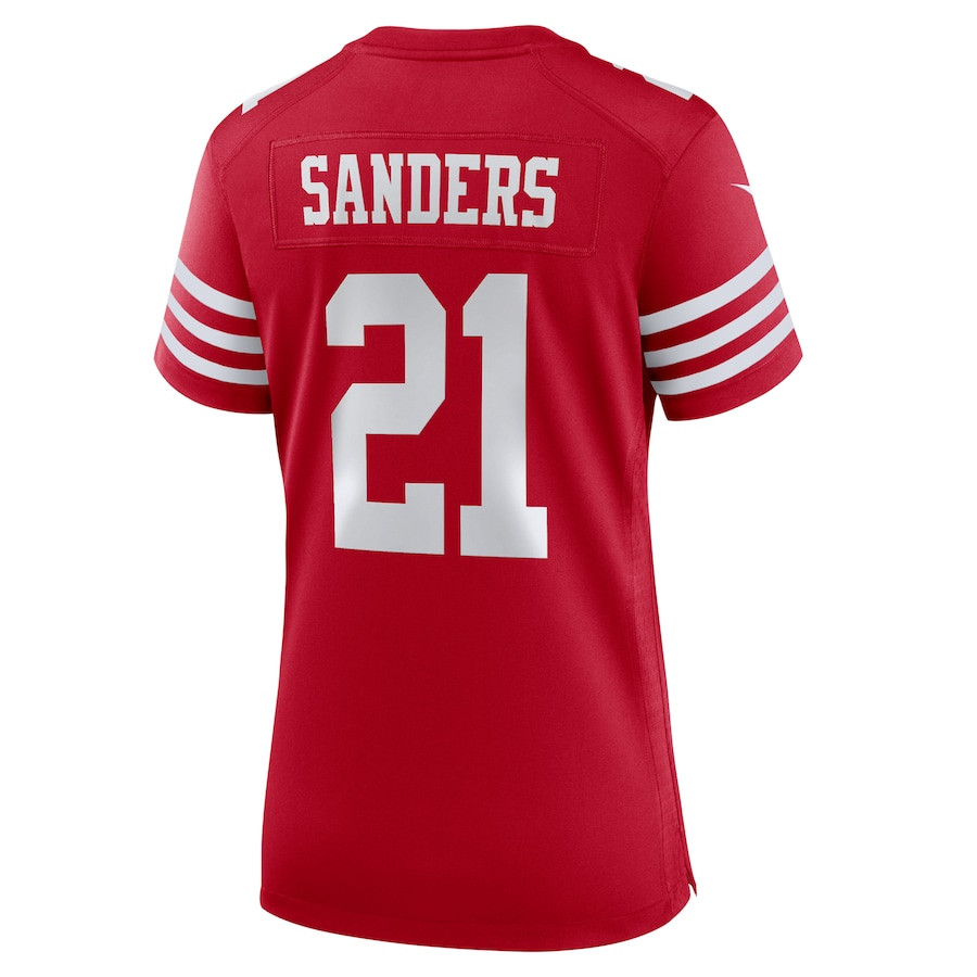 Deion Sanders 21 San Francisco 49ers Retired Player Game Scarlet NFL Jersey Women's