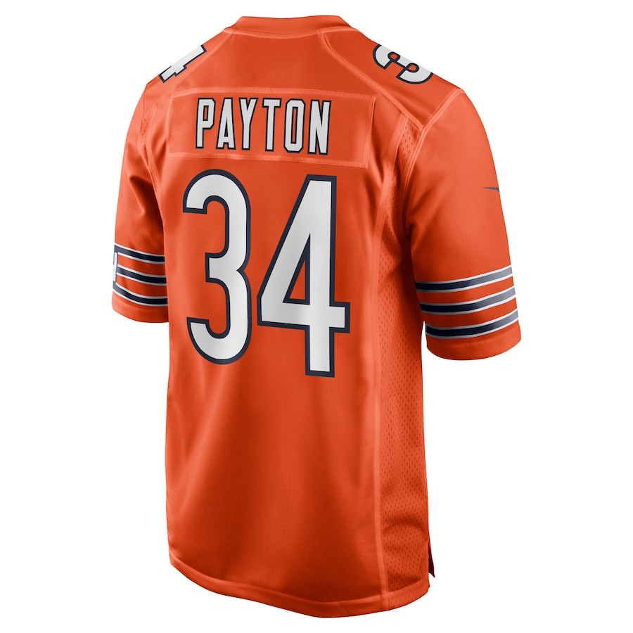 Walter Payton 34 Chicago Bears Retired Orange NFL Jersey Men's