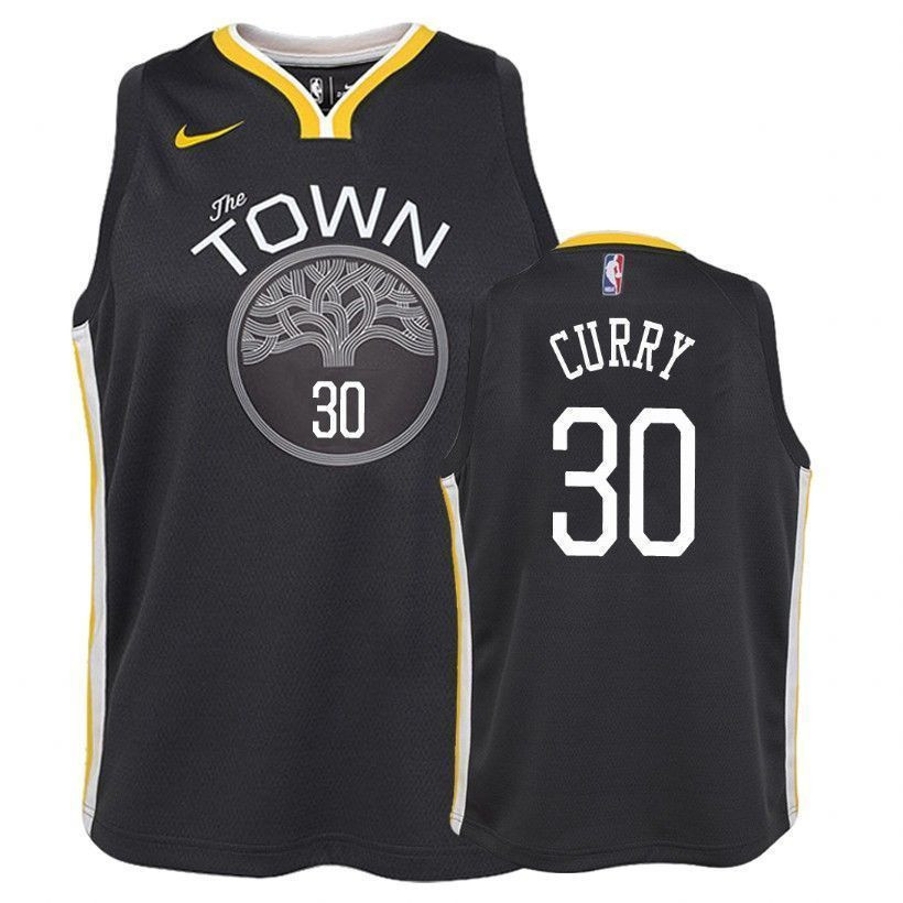 Golden State Warriors Stephen Curry 30 Statet Edition Gray NBA Jersey Youth