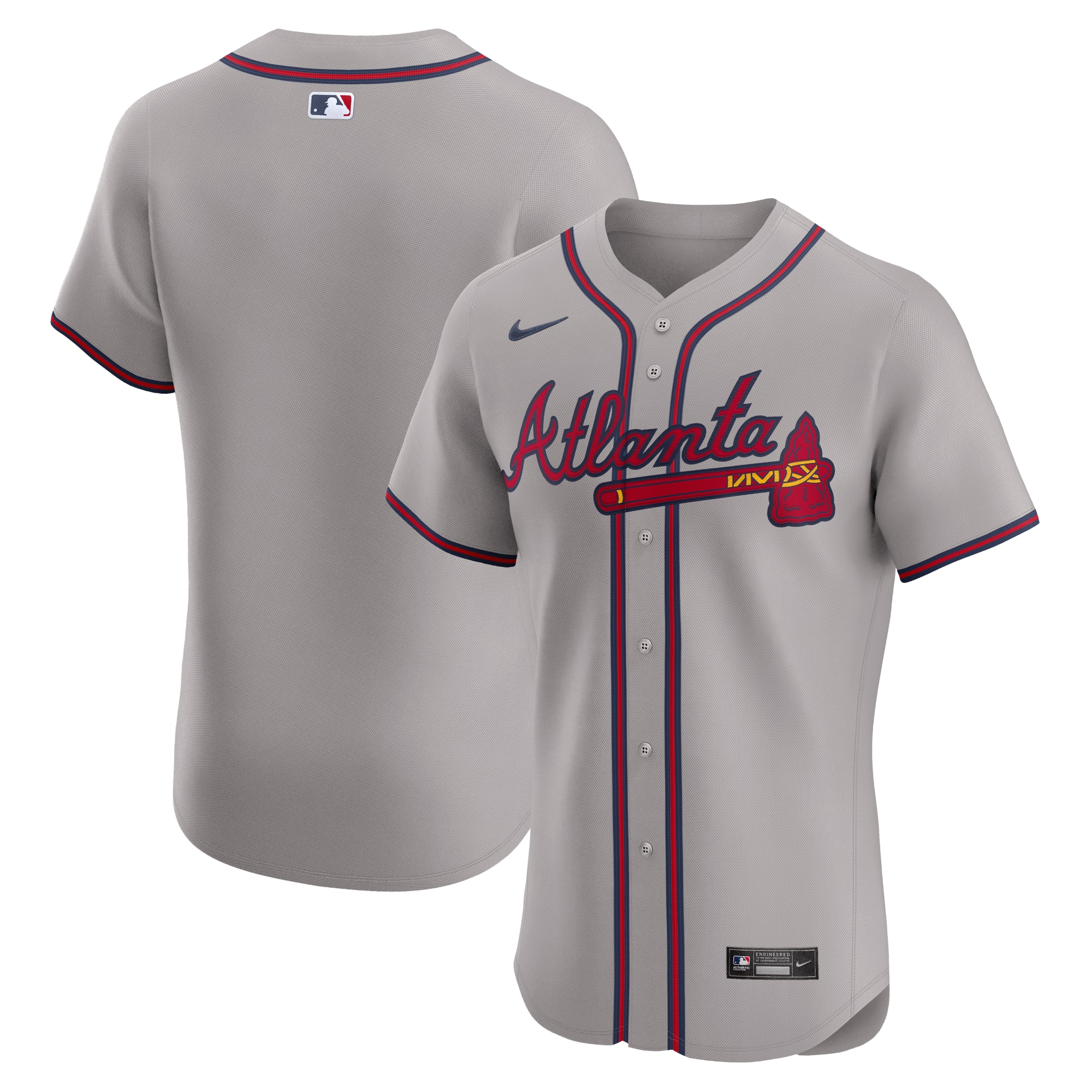 Atlanta Braves Gray Road Elite MLB Jersey Men's
