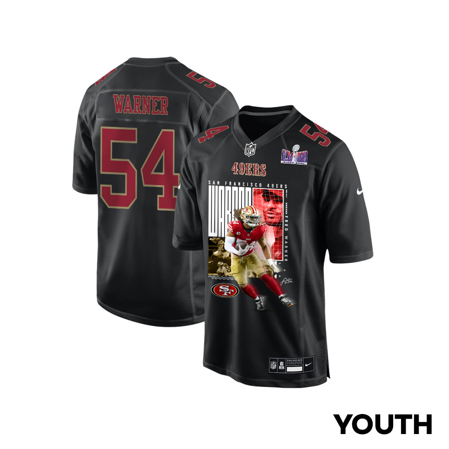 Fred Warner 54 San Francisco 49ers All-Pro Fred Fashion Game Carbon Black NFL Jersey Youth