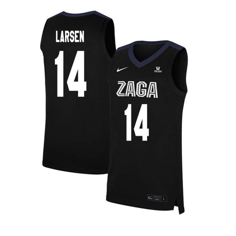 14 Jacob Larsen Black Elite Gonzaga Bulldogs NCAA Jersey Men's