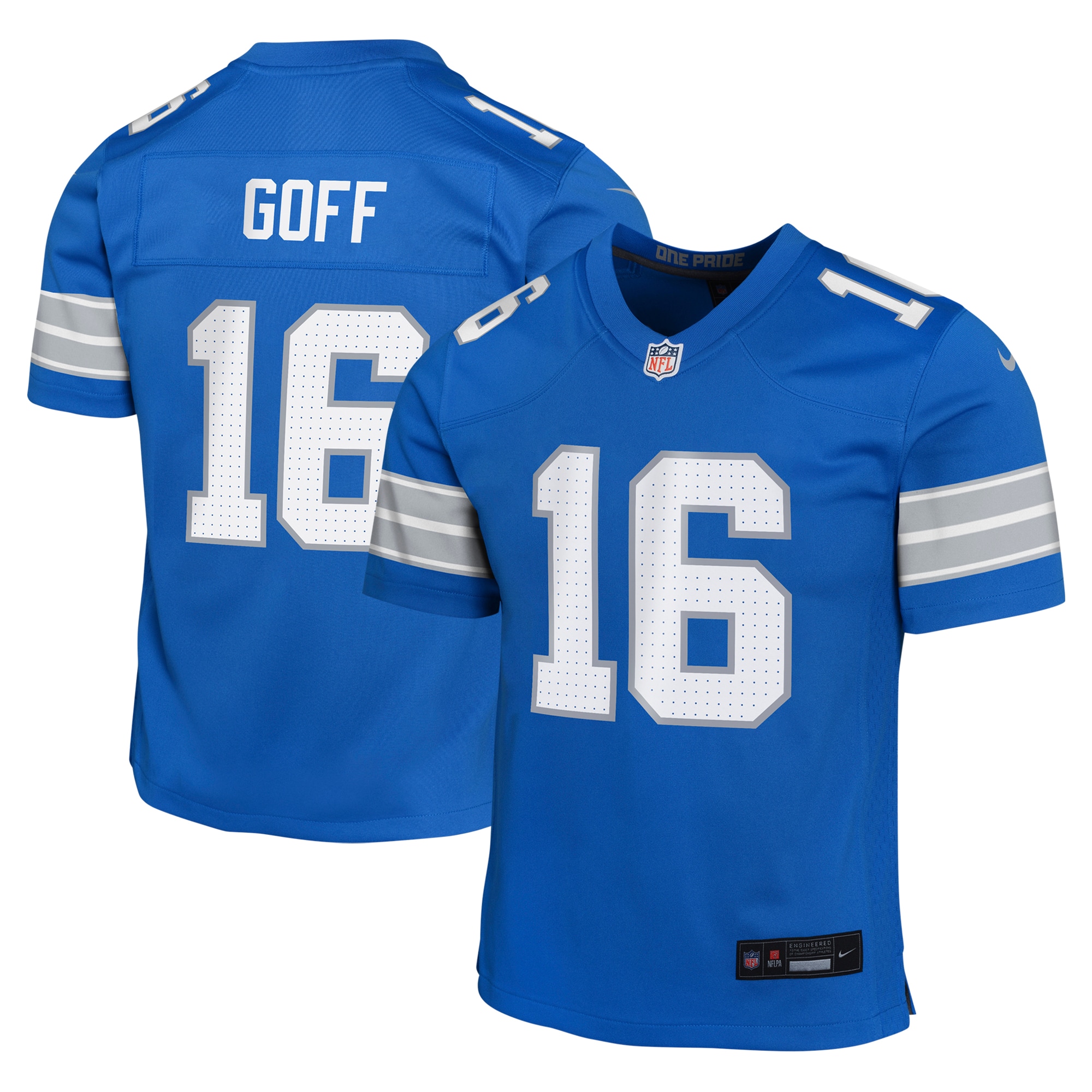 Detroit Lions Jared Goff Blue Team Player Game NFL Jersey Youth
