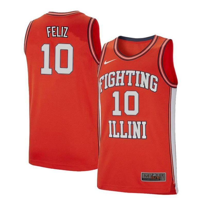10 Andres Feliz Orange Retro Elite Illinois Fighting Illini NCAA Jersey Men's