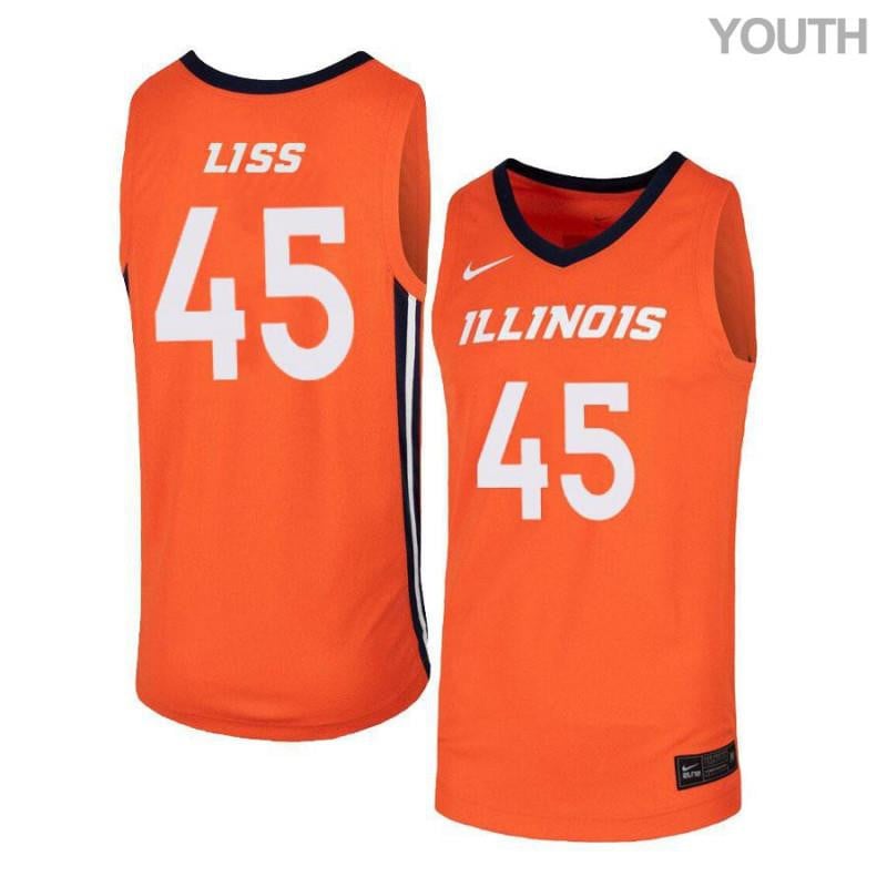 45 Cameron Liss Orange Elite Illinois Fighting Illini NCAA Jersey Youth