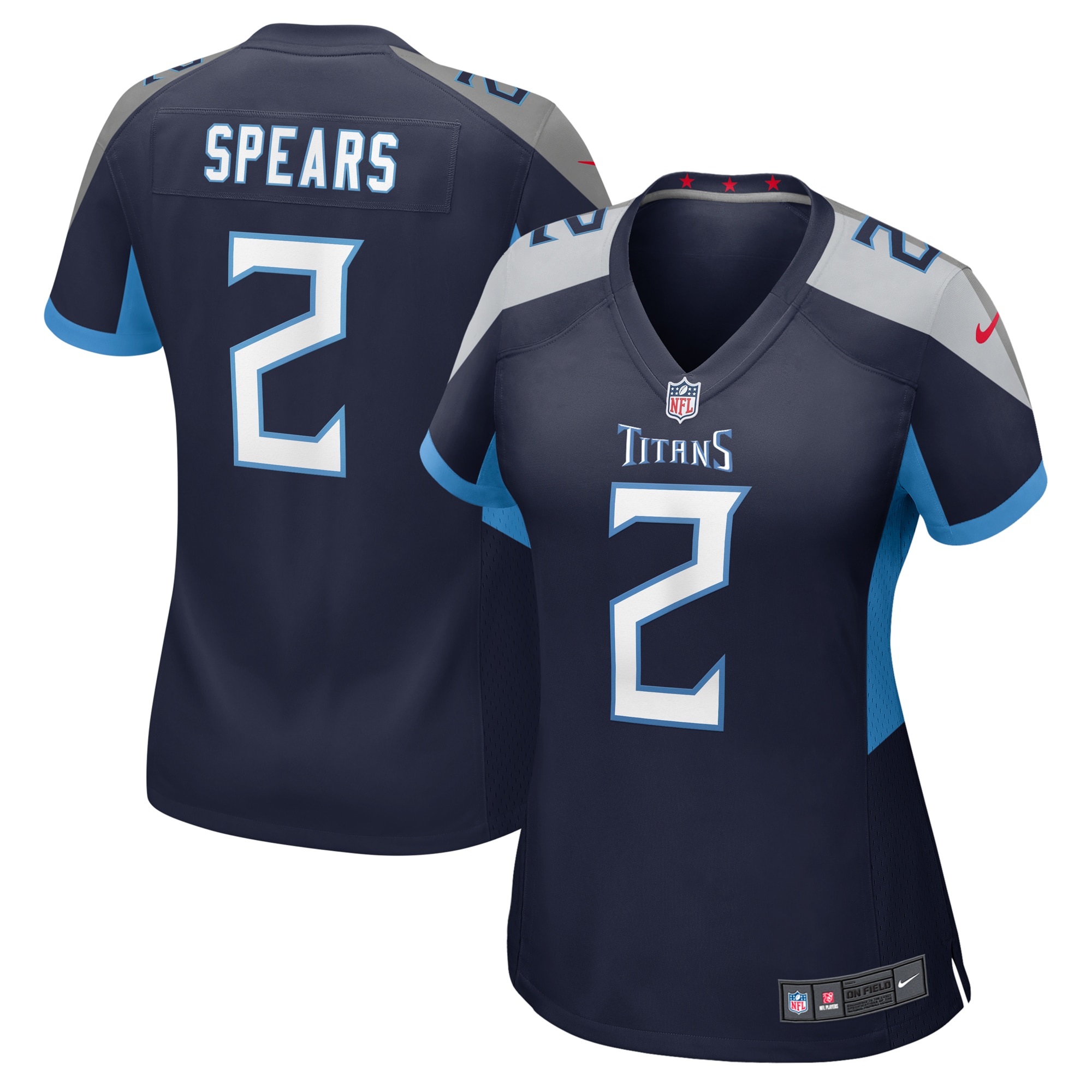 Tennessee Titans Tyjae Spears Navy Game NFL Jersey Women's