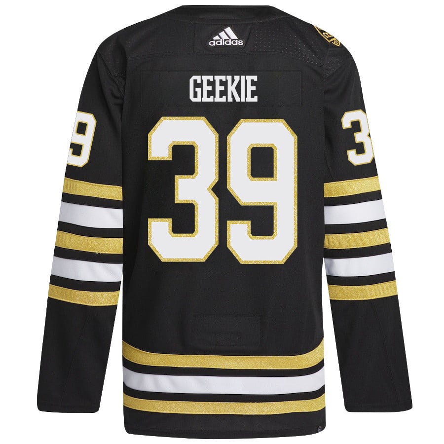 Morgan Geekie 39 Boston Bruins 2024 Playoffs Patch Home Black NHL Jersey Men's