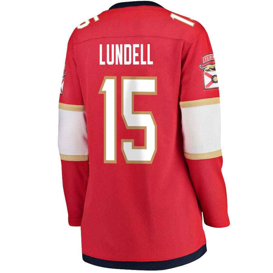 Anton Lundell 15 Florida Panthers 2024 STANLEY CUP Final Home Breakaway Red NHL Jersey Women's