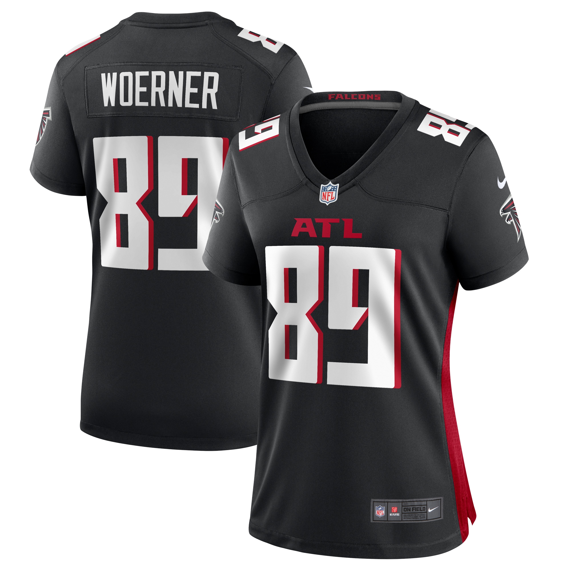 Atlanta Falcons Charlie Woerner Black Game NFL Jersey Women's