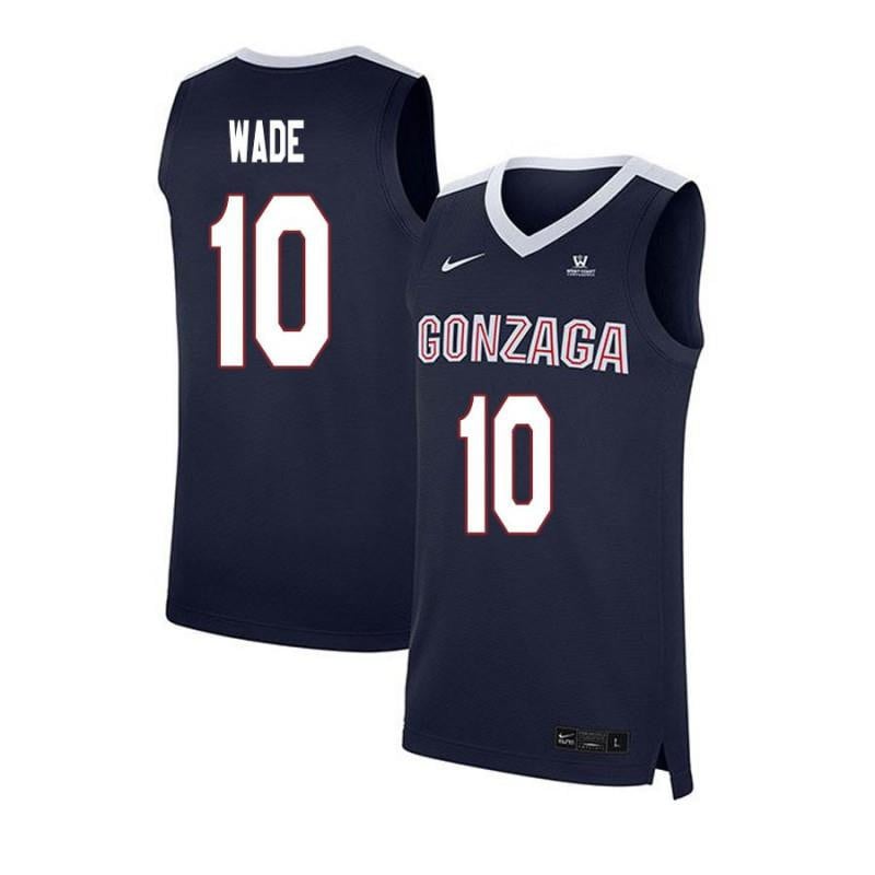 10 Jesse Wade Navy Elite Gonzaga Bulldogs NCAA Jersey Men's