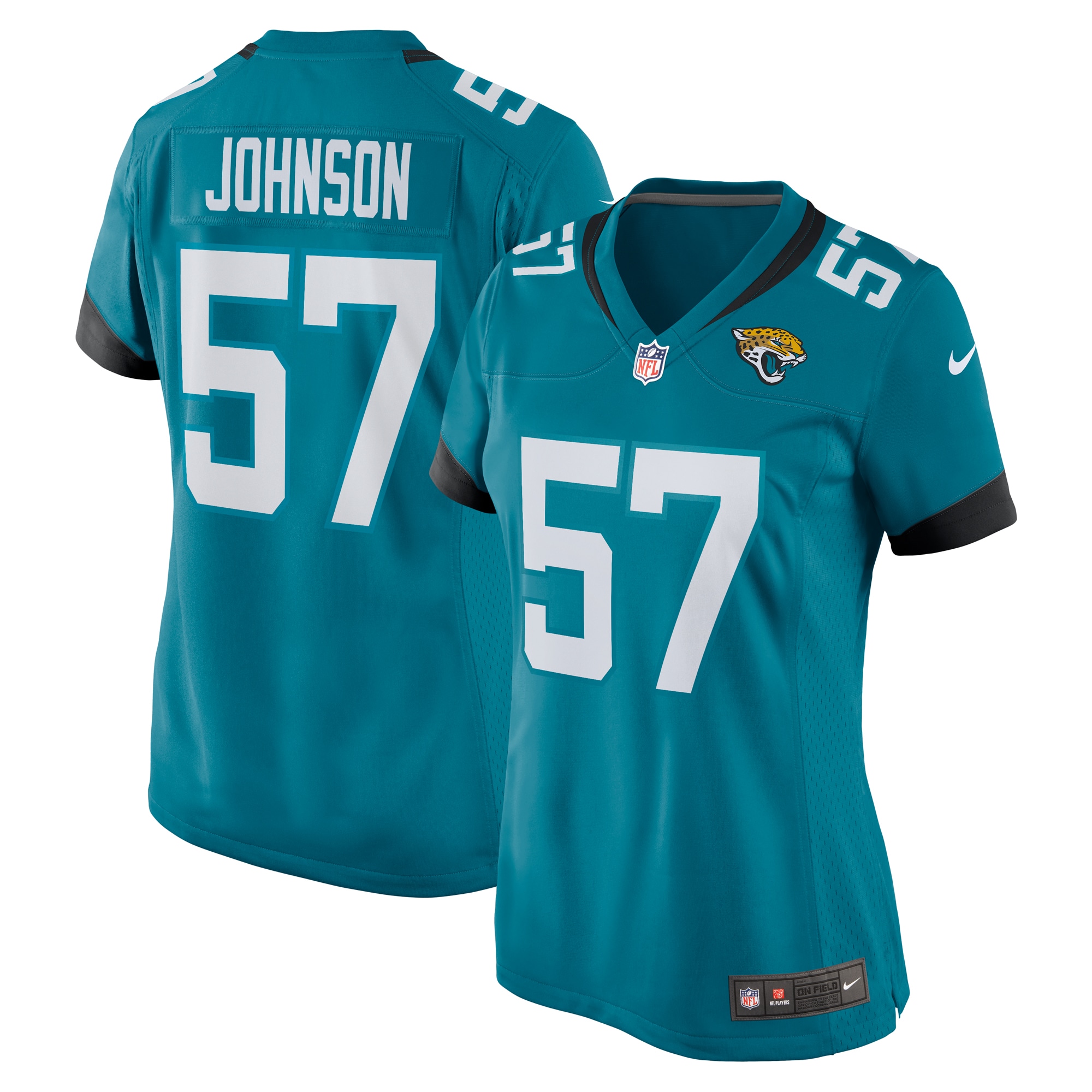 Jacksonville Jaguars Caleb Johnson Teal Game Player NFL Jersey Women's