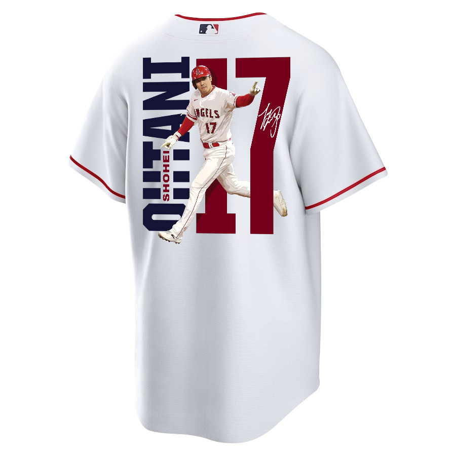 Shohei Ohtani 17 Los Angeles Angels Signed Run 2023 Home Player White MLB Jersey Men's