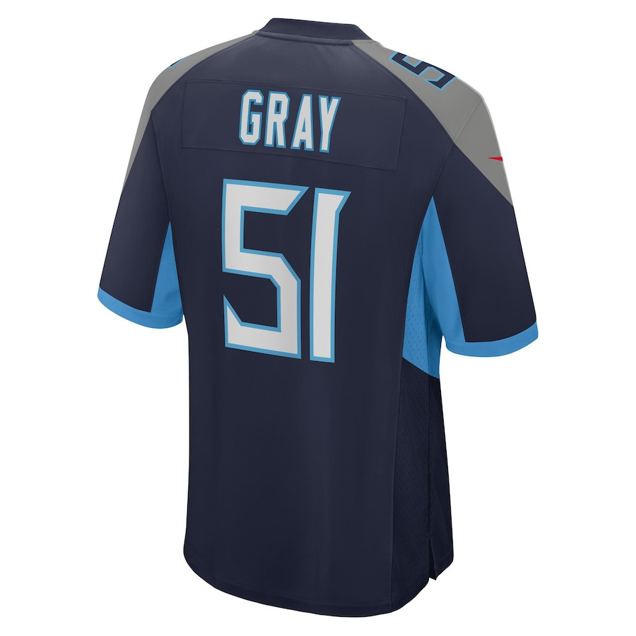 Cedric Gray 51 Tennessee Titans Game Navy NFL Jersey Men's
