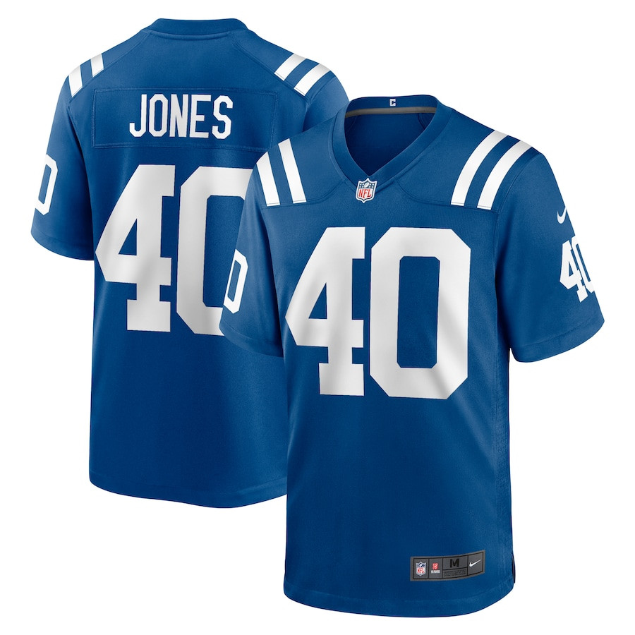 Jaylon Jones 40 Indianapolis Colts Game Royal NFL Jersey Men's