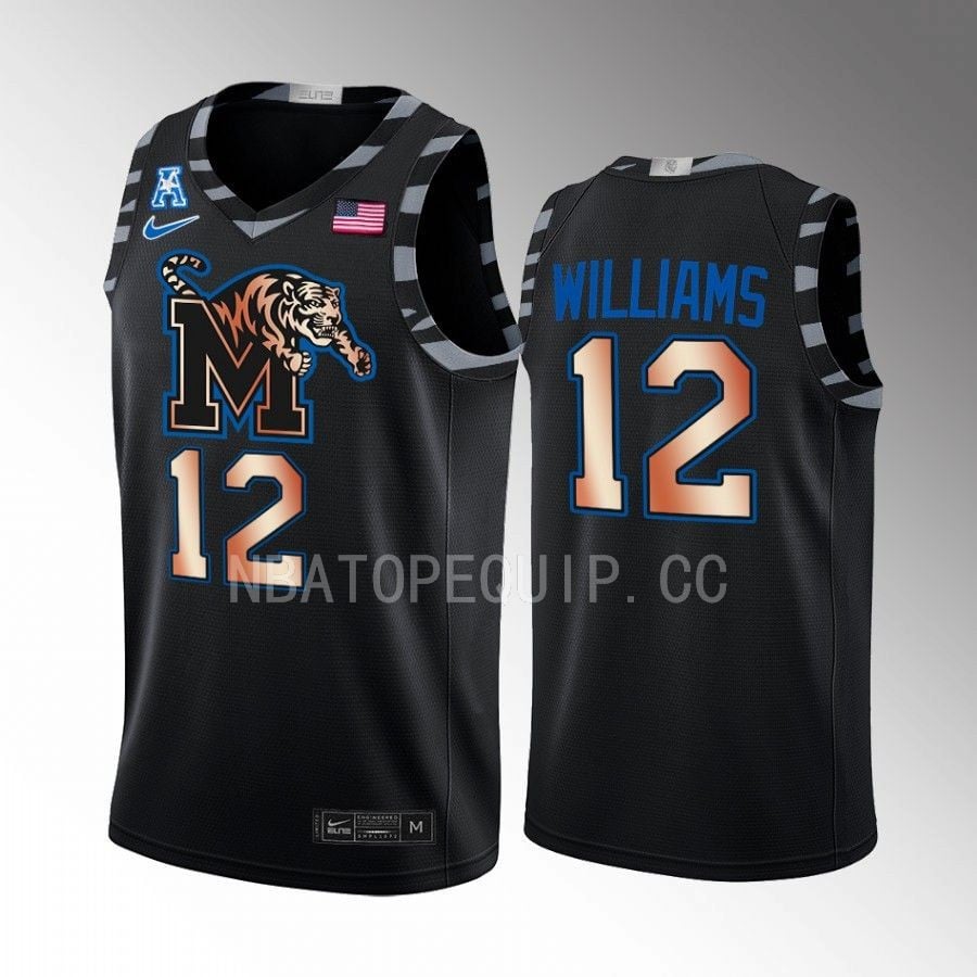 DeAndre Williams 12 Memphis Tigers Black Copper College NCAA Jersey Men's