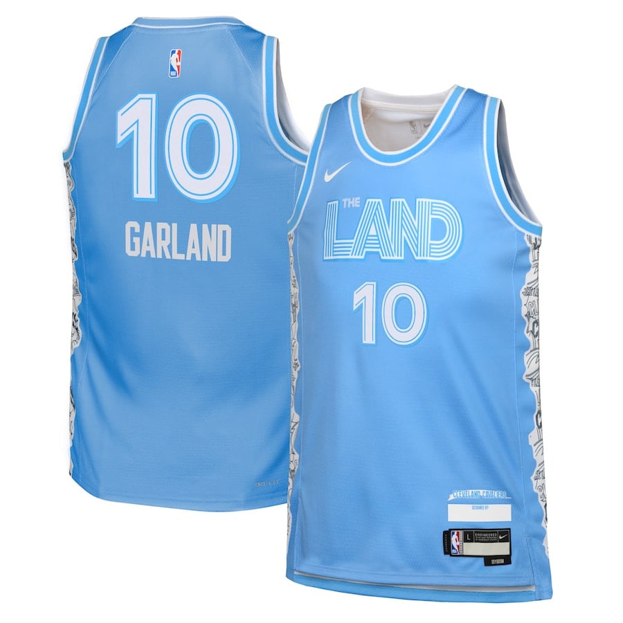 Darius Garland 10 Cleveland Cavaliers 2024/25 Swingman Playe City Edition Light Blue NBA Jersey Youth