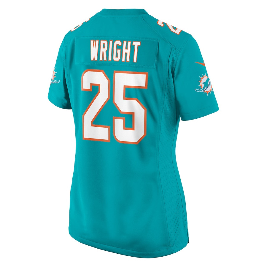 Jaylen Wright 25 Miami Dolphins Game Aqua NFL Jersey Women's