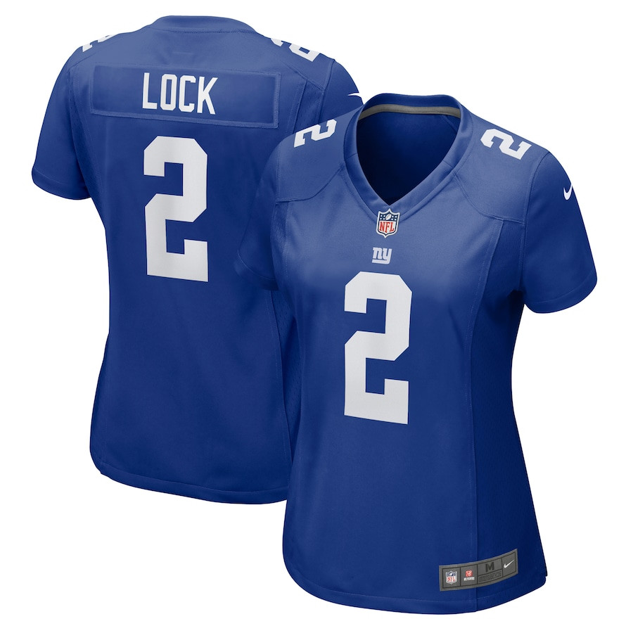 Drew Lock 2 New York Giants Game Royal NFL Jersey Women's