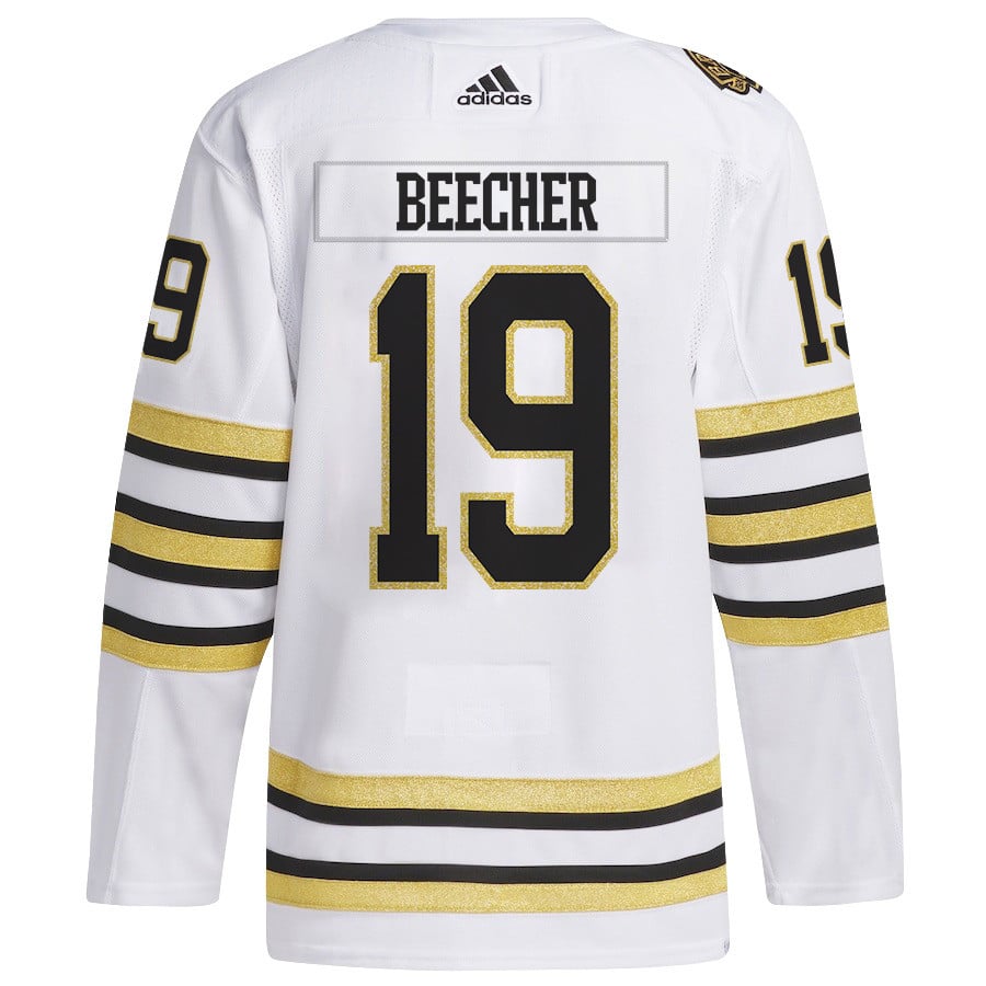 John Beecher 19 Boston Bruins 2024 Playoffs Patch Away White NHL Jersey Men's