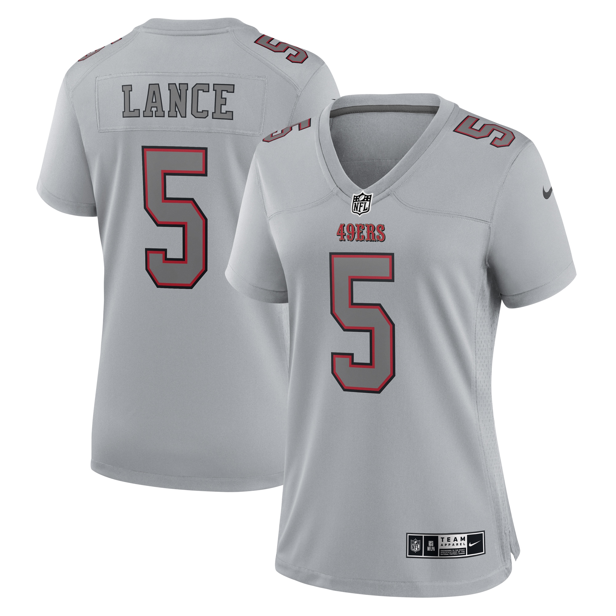 San Francisco 49ers Trey Lance Gray Atmosphere Fashion Game NFL Jersey Women's