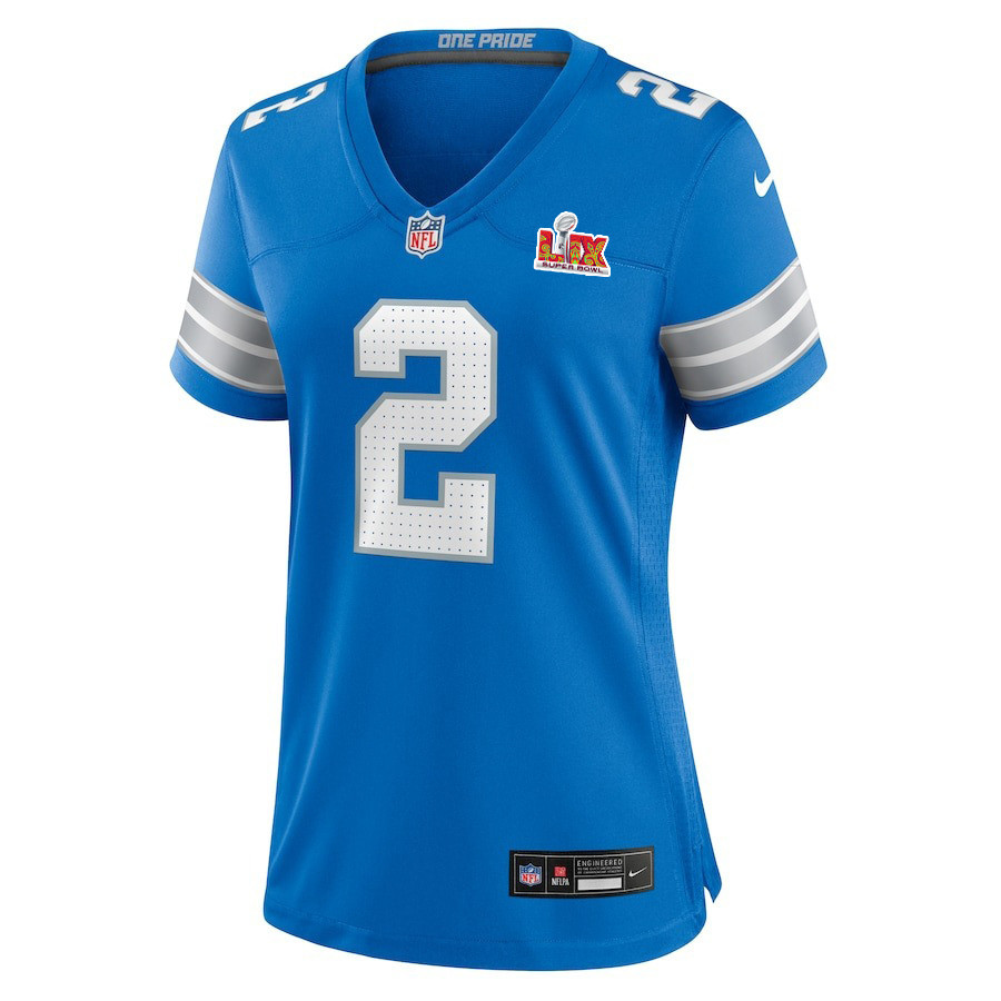 Hendon Hooker #2 Detroit Lions Super Bowl LIX Blue NFL Jersey Women's