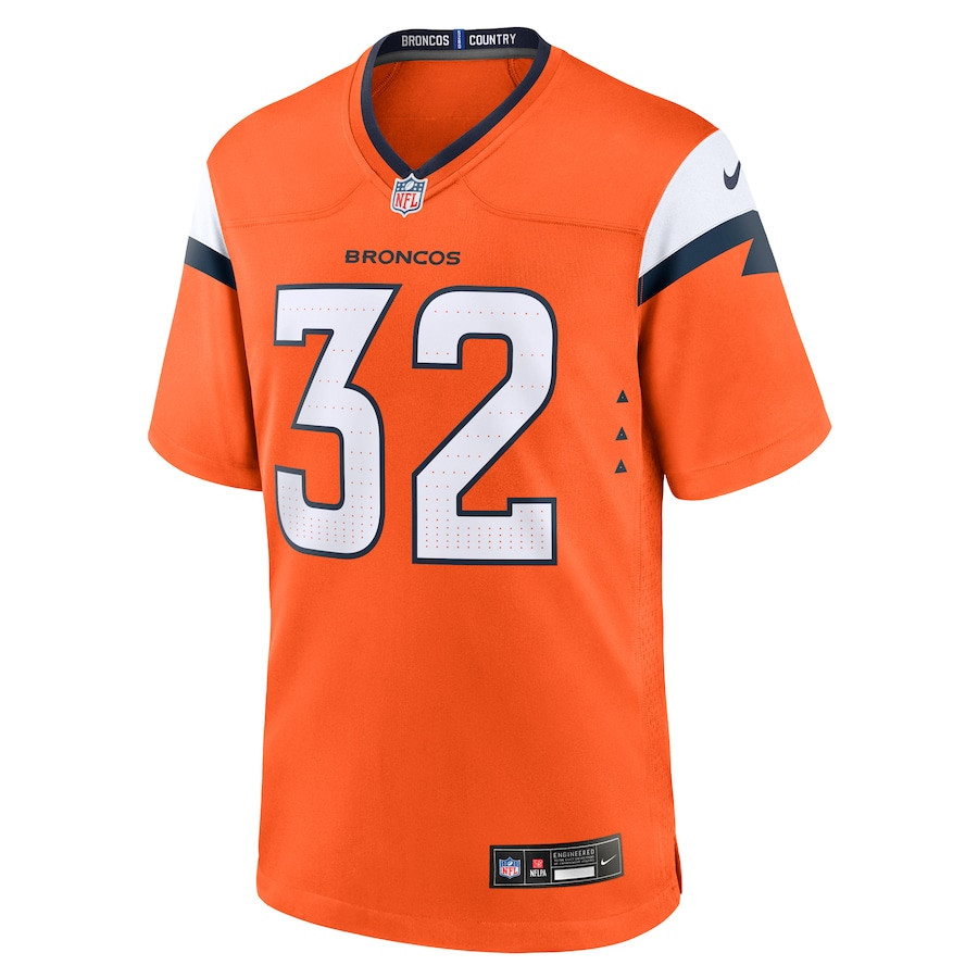 Delarrin Turner-Yell 32 Denver Broncos Team Game Orange NFL Jersey Men's