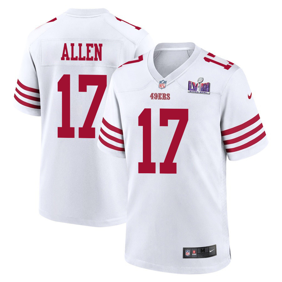 Brandon Allen 17 San Francisco 49ers Super Bowl LVIII Patch Game White NFL Jersey Men's